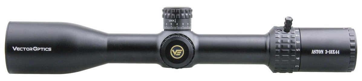 Optics Aston 3-18x44 Tactical riflescope showcasing its sleek design and advanced features for precision shooting.